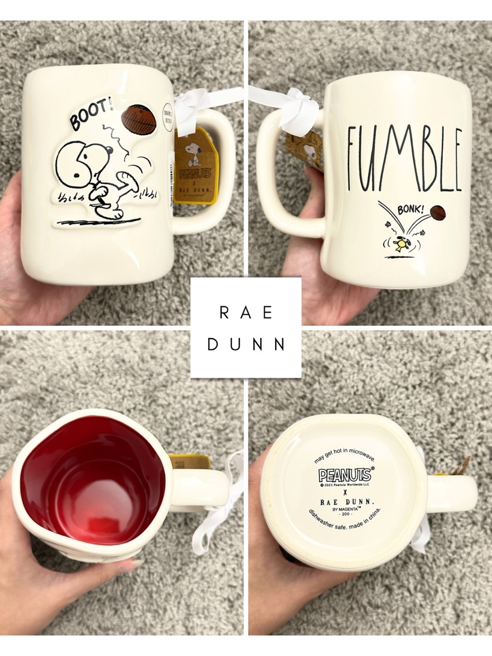 Rae Dunn Snoopy Football Mug